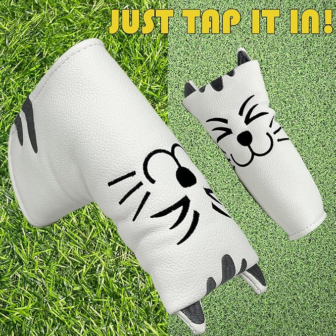 Golf Kitty Head Cover Golf Club White Leather Headcovers 1pc/4pcs Set Fits - Image 3