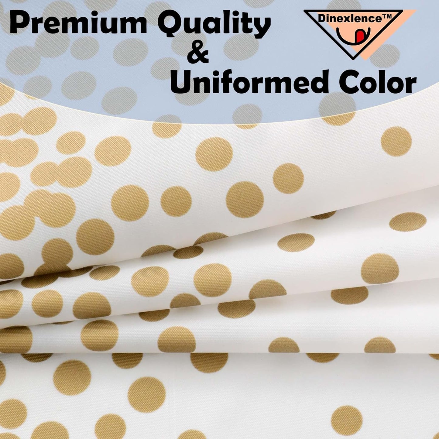 2 Pack Gold Polka Dots White Premium Plastic Tablecloth Rectangle 54 x 108 Inches Reusable Gold Spot Decorative White Table Cover for Dining, Wedding, Party, Indoor and Outdoor use