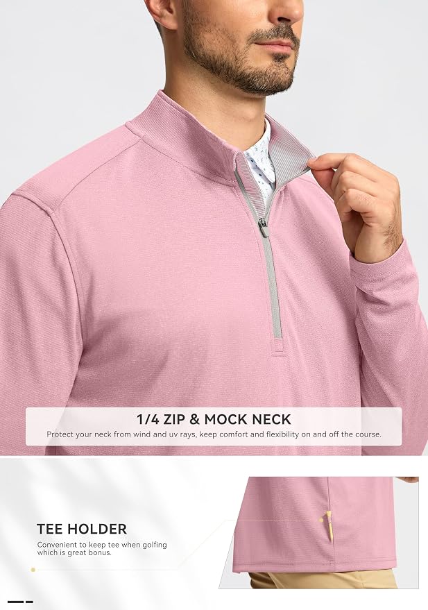 Obla Golf Quarter Zip Pullover for Men Mock Neck Sweatshirt Lightweight Sun - Image 4