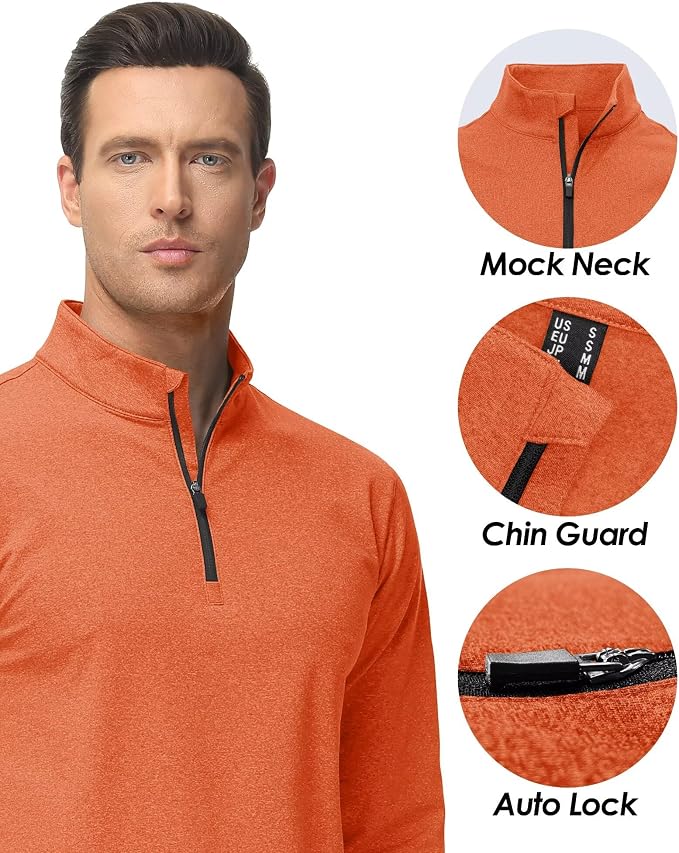 Boladeci Men's Quarter Zip Pullover Premium Fleece Lined Heather Long Sleeve - Image 4