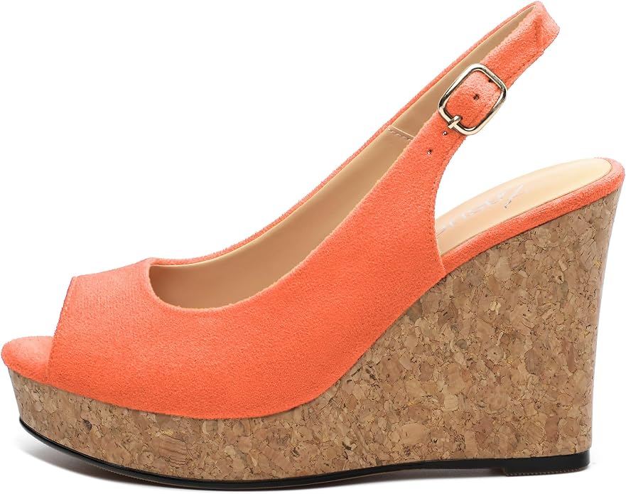 Womens Wedge Platform Sandals Peep Open Toe Slingback Buckle High Heel Dress - Image 2