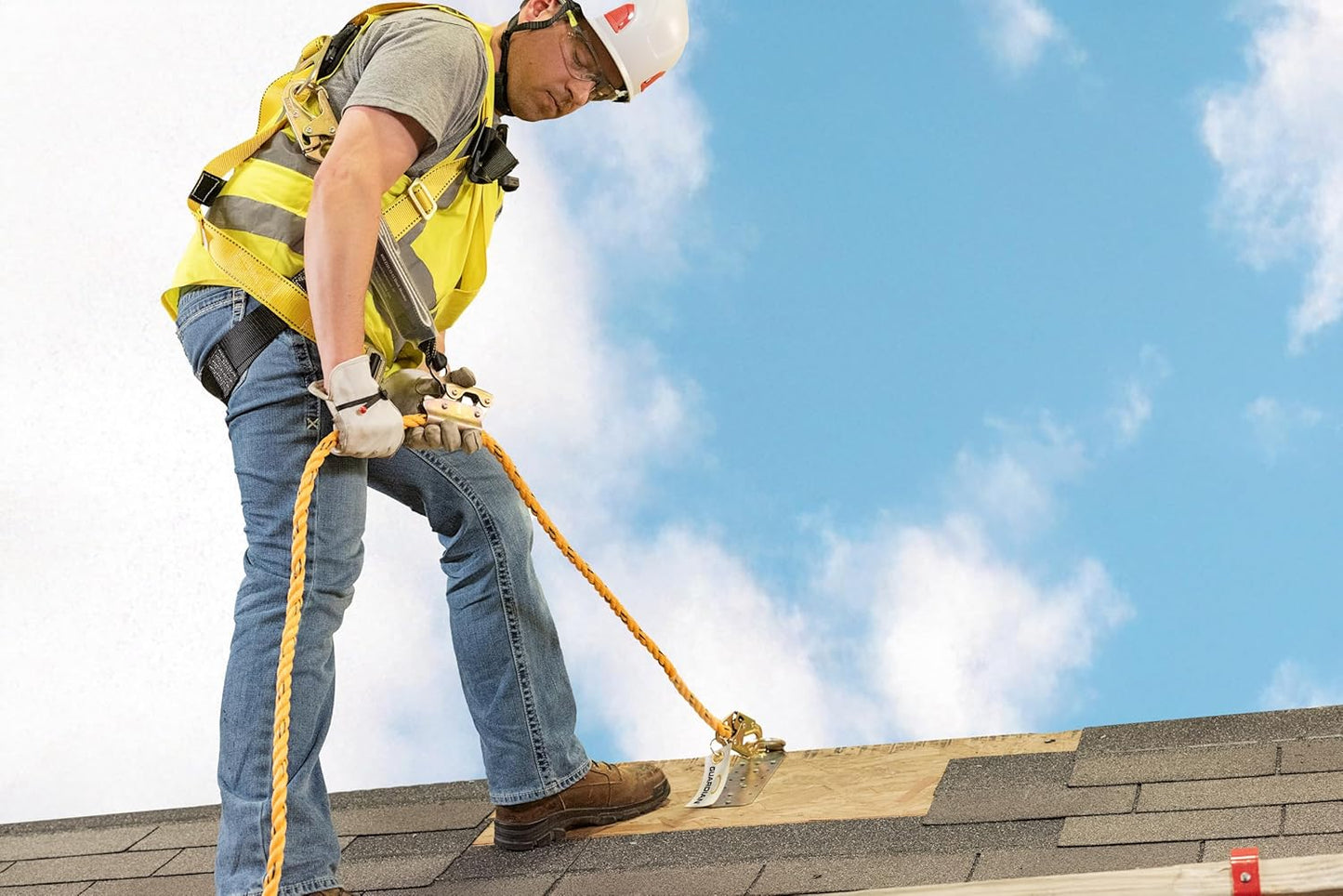 Guardian 01320 50 ft Vertical Lifeline Assembly (VLA) with Adjustable Rope Grab and Shock Absorber | OSHA Compliant