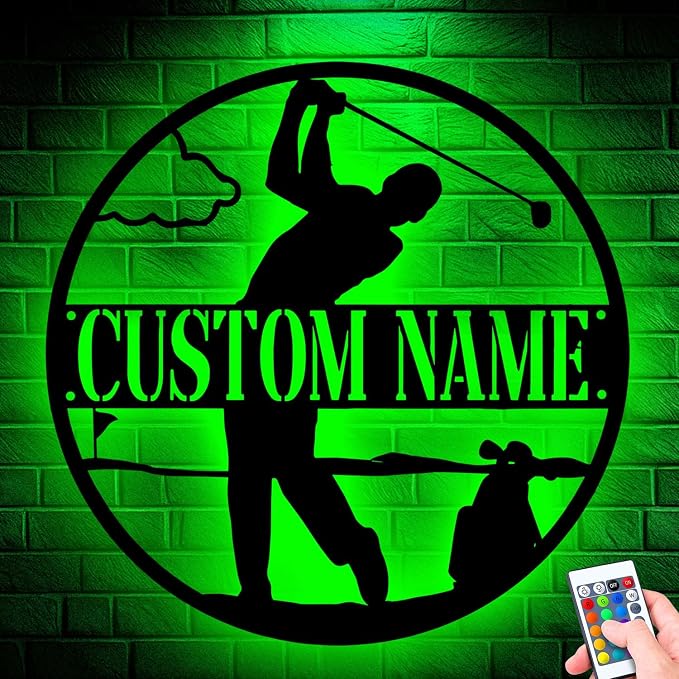 Custom Golf Golfing Metal Sign, Personalized LED Lights Wall Art, Unique Home - Image 3