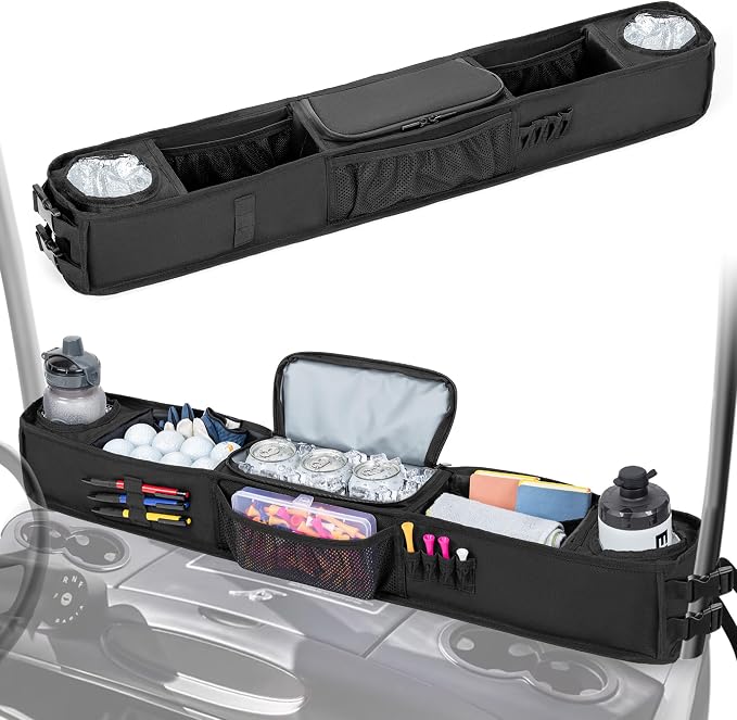 Golf Cart Storage Tray, No-Drilling Front Storage Basket Compatible by PGmoon