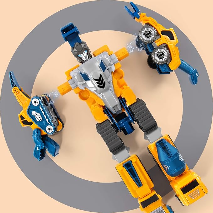 MIEBELY Toddler Robot Construction Vehicles Set – 5Pcs Transforming Robots - Image 3