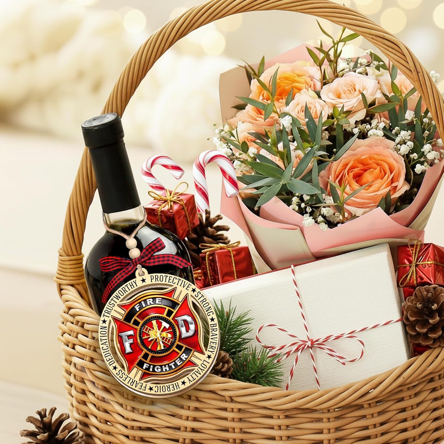 HEXMOZ Firefighter Christmas Ornaments - Firefighter Ornaments for Fireman, Fire Department Gift Ideas - Xmas Gifts for Firefighters Male, Female, Holiday Ornaments Decorations 2025