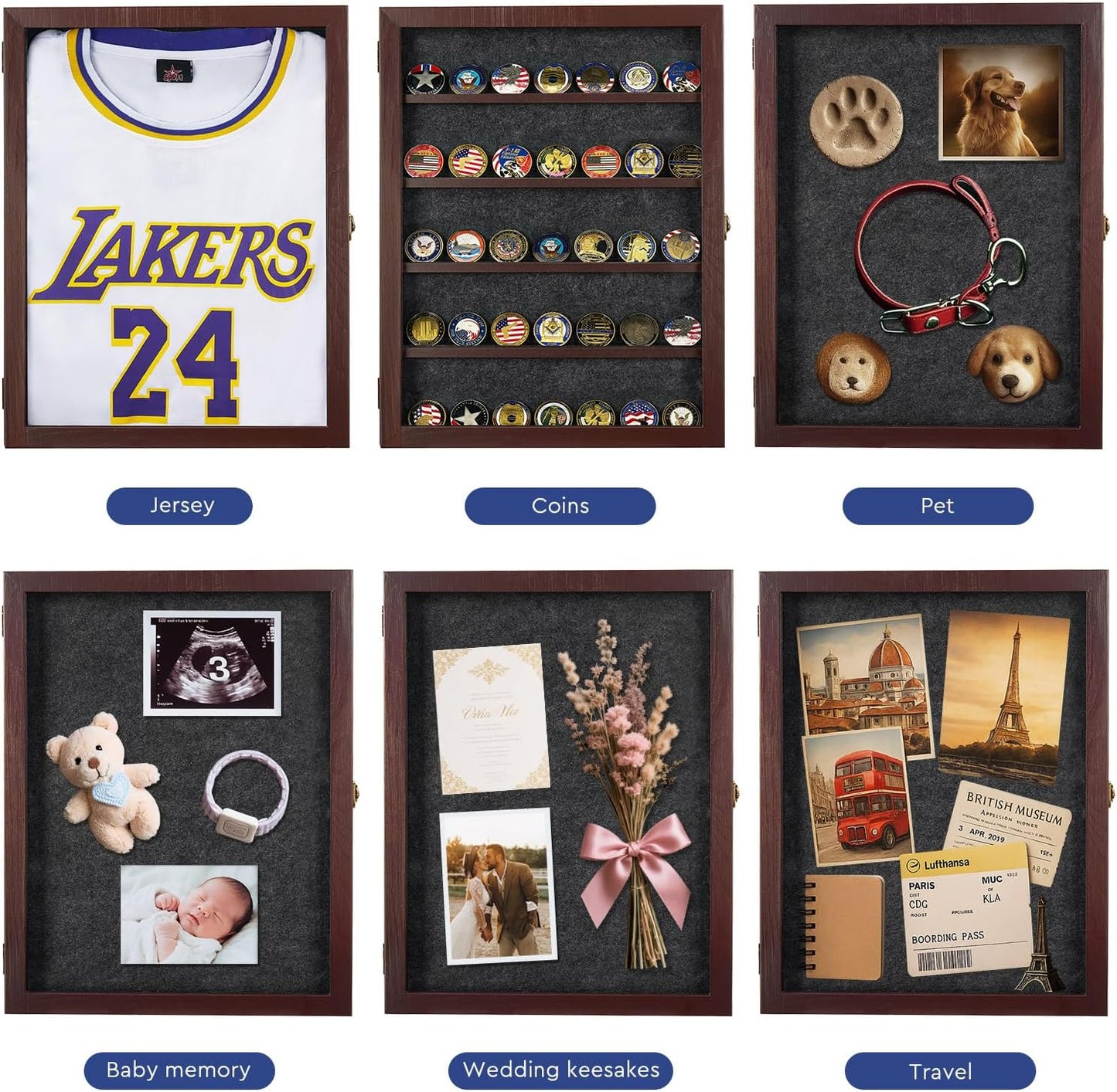 13X17 Large Jersey Frame Display Case, Shadow Box Frame with Slot for Graduation/Pet/Medal/Coin/Wedding Keepsakes, Anniversary/Birthday/Bridal Shower/Engagement/Wedding Registry/House Warming Gifts