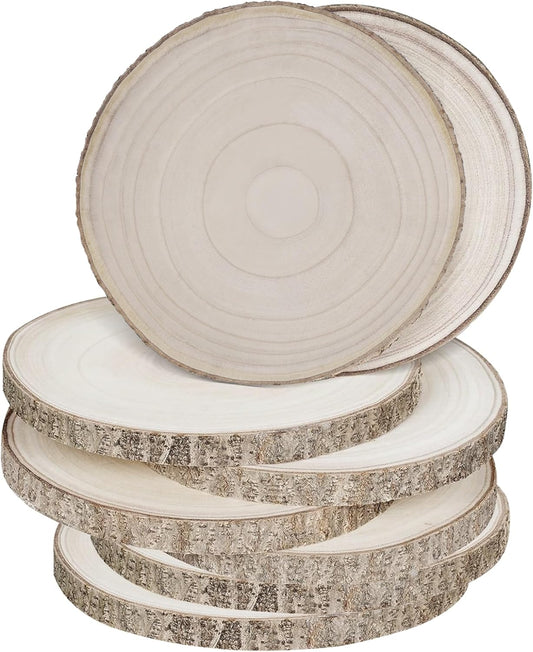 8 Pcs Large Unfinished Wood Slices, 11-12 Inches Wood Slabs for Centerpieces Natural Wooden Circle, DIY Wood Centerpieces for Tables Wedding Party Door Sign Decor