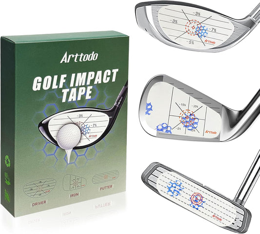 Golf Impact Tape, Golf Club Impact Stickers for Iron, Wood, Putter, Improve Golf Swing Accuracy and Distance, Swing Training Aid Impact Labels