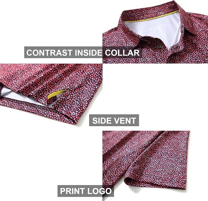 Golf Shirts for Men Dry Fit Short Sleeve Print Performance Moisture Wicking - Image 4