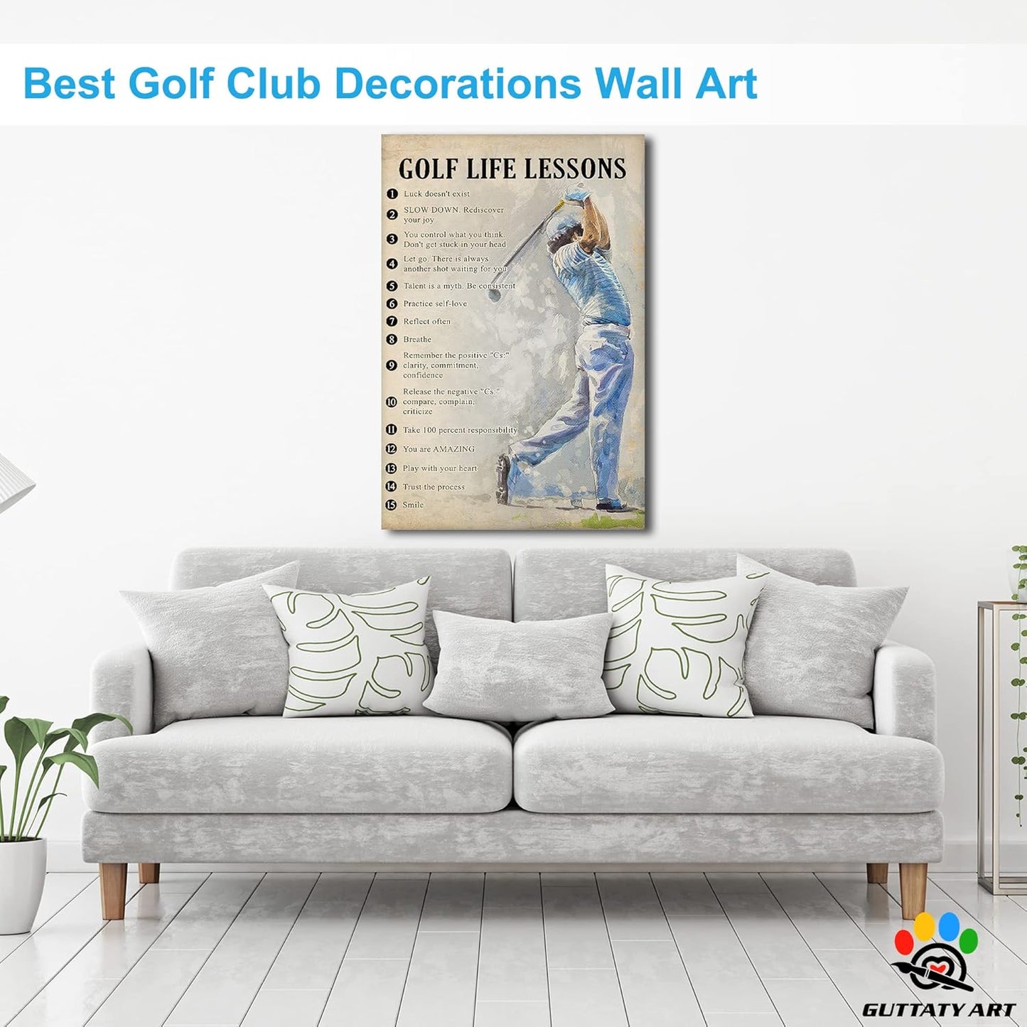 GUTTATY Golf Wall Art, Vintage Golf Pictures Posters Canvas Print Wall Decor for Golfer's Man Cave Home Ofice Ready to Hang (24x36 Inches)