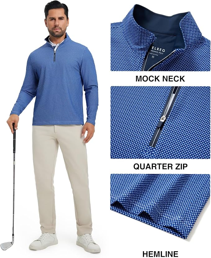 M MAELREG Quarter Zip Golf Pullover Men Dry Fit Long Sleeve Performance Wicking - Image 3