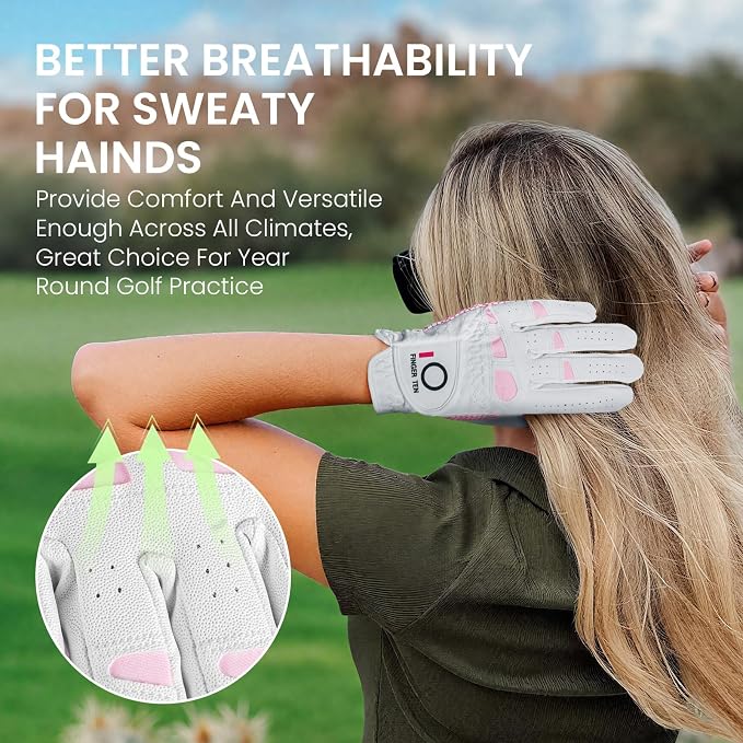 FINGER TEN Non Slip Golf Gloves Women 2 Pack - Image 5
