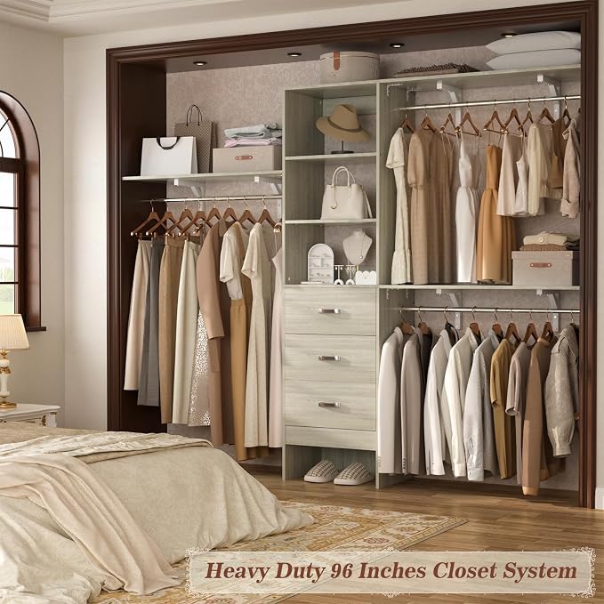 8FT Closet System, Wall Mount Bedroom Wardrobe - Image 9