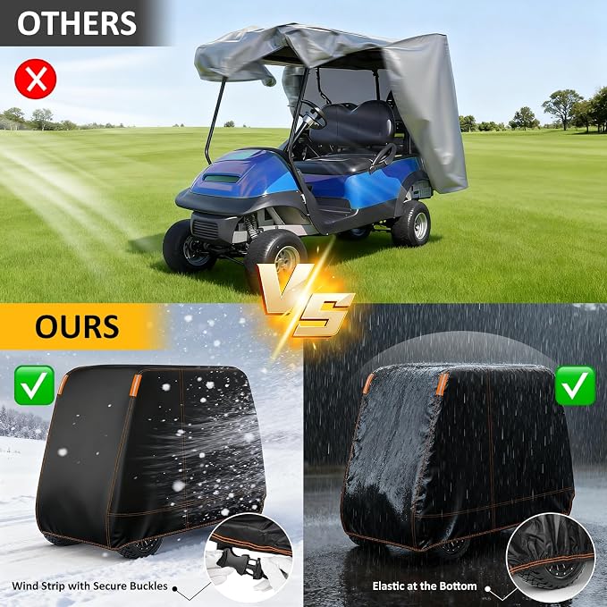 Falafa Golf Cart Cover 6 Passenger, Heavy Duty 420D Waterproof All Weather - Image 6