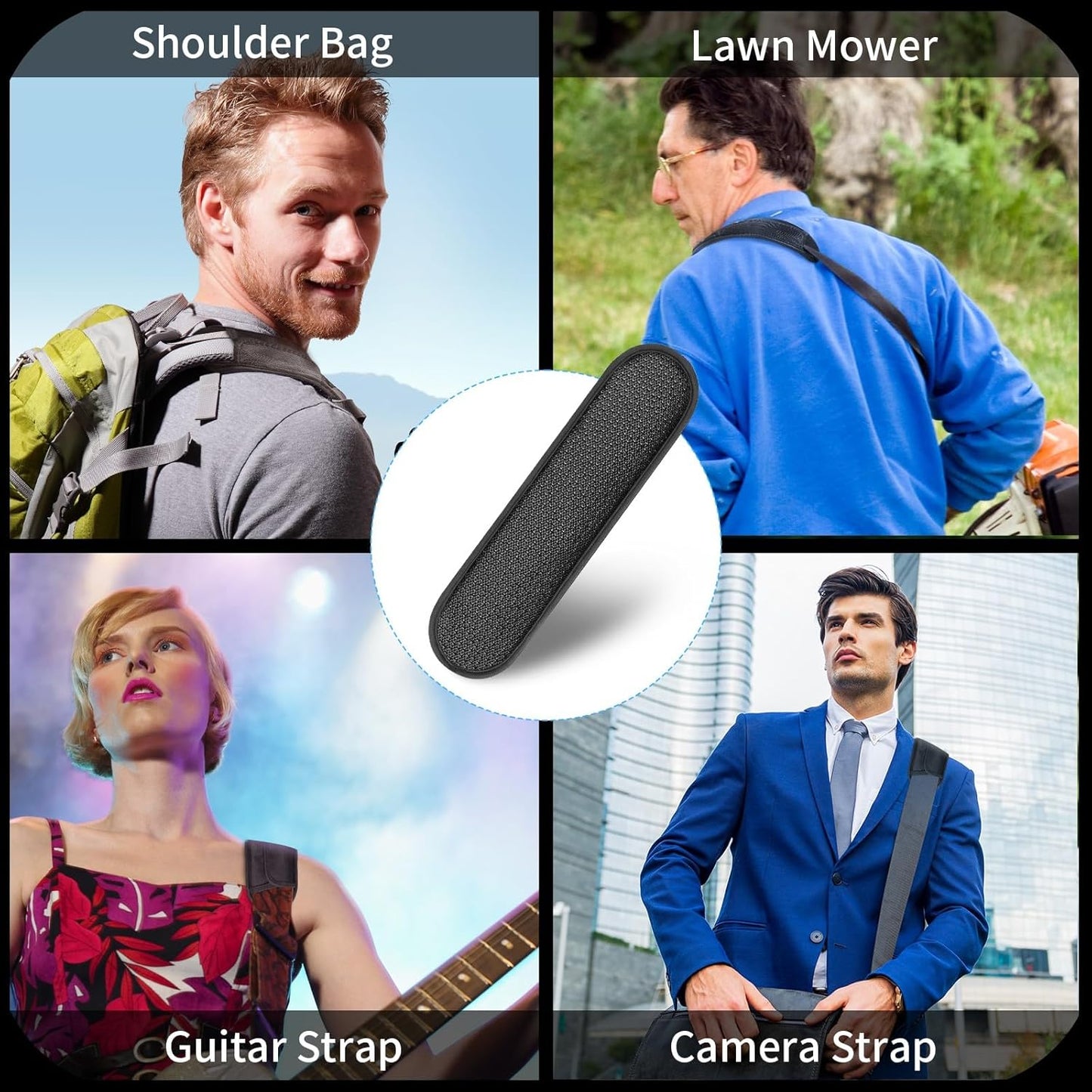 2 Pack Breathable Universal Strap Pads, Silica Gel Guitar Strap Pads, Help Relieve Shoulder Pain (Anti-Slip Texture)