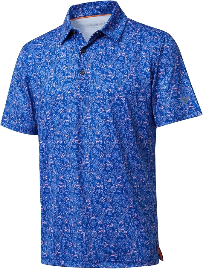Golf Shirts for Men Dry Fit Short Sleeve Print Performance Moisture Wicking by MAELREG