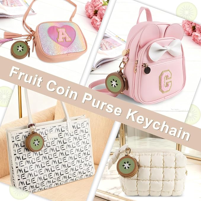 XSUIOY Orange Fruit Coin Purse Keychain Bag Charm, Mini Leather Coin Purse & - Image 5