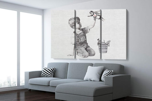 Banksy Super Nurse Hospital Canvas Art Wall Art Home Decor - Various Sizes (3 Pieces Medium)
