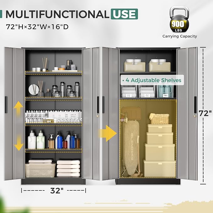 Greenvelly Metal Garage Storage Cabinet - Image 4