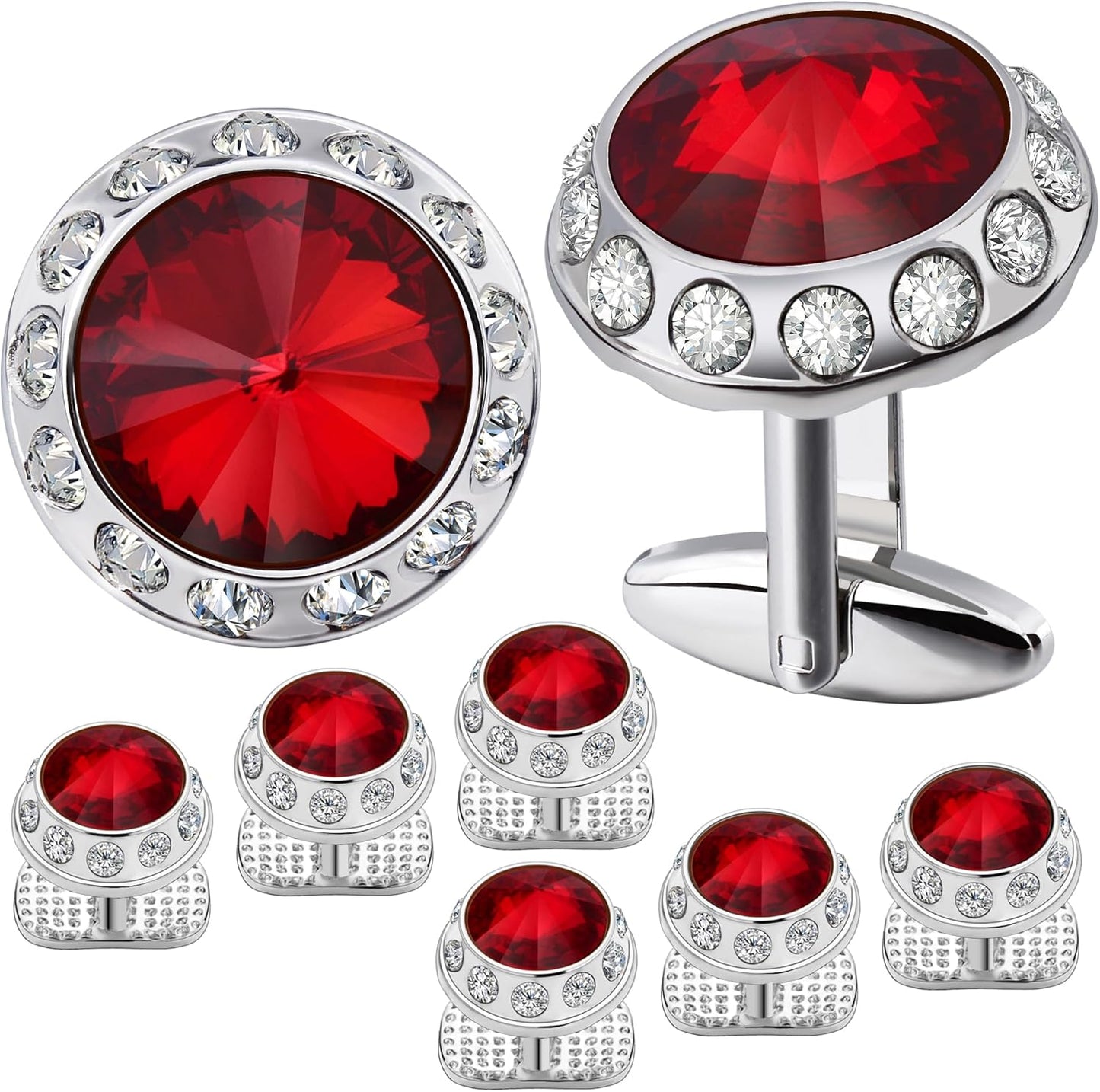 HAWSON Birthstone Tuxedo Studs and Cufflinks Set for Men's Suit Tuxedo Formal Dress Shirt Wedding Business Party Accessories
