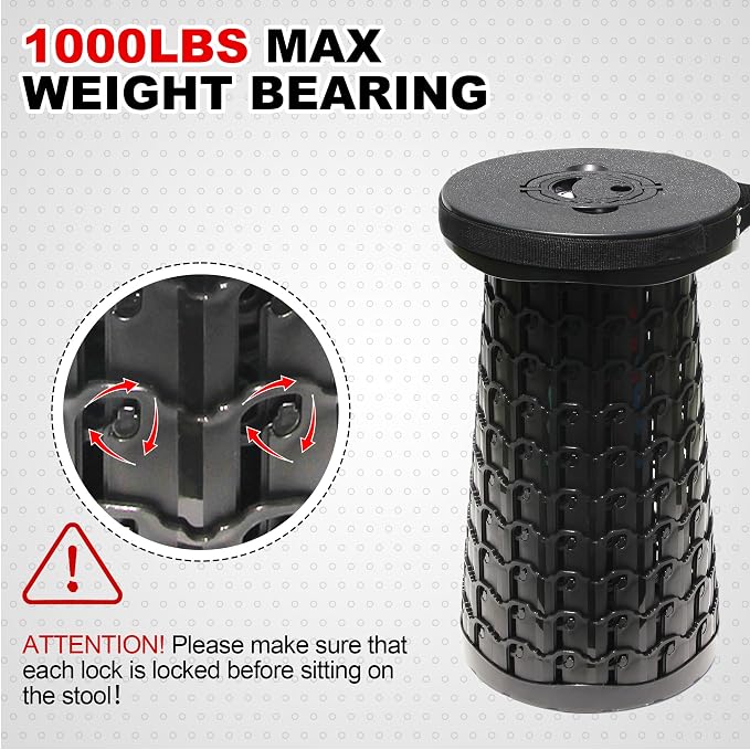 ALEVMOOM Upgraded 19.7" Collapsible Stool Telescoping Stool Foldable - Image 7