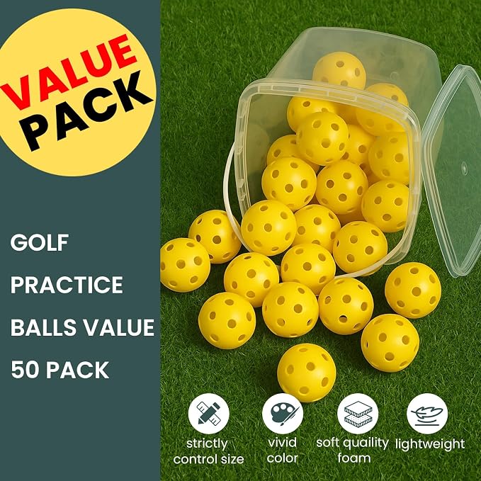 Golf Practice Balls Plastic Value 50 Pack and Golf Ball Bucket - Image 2