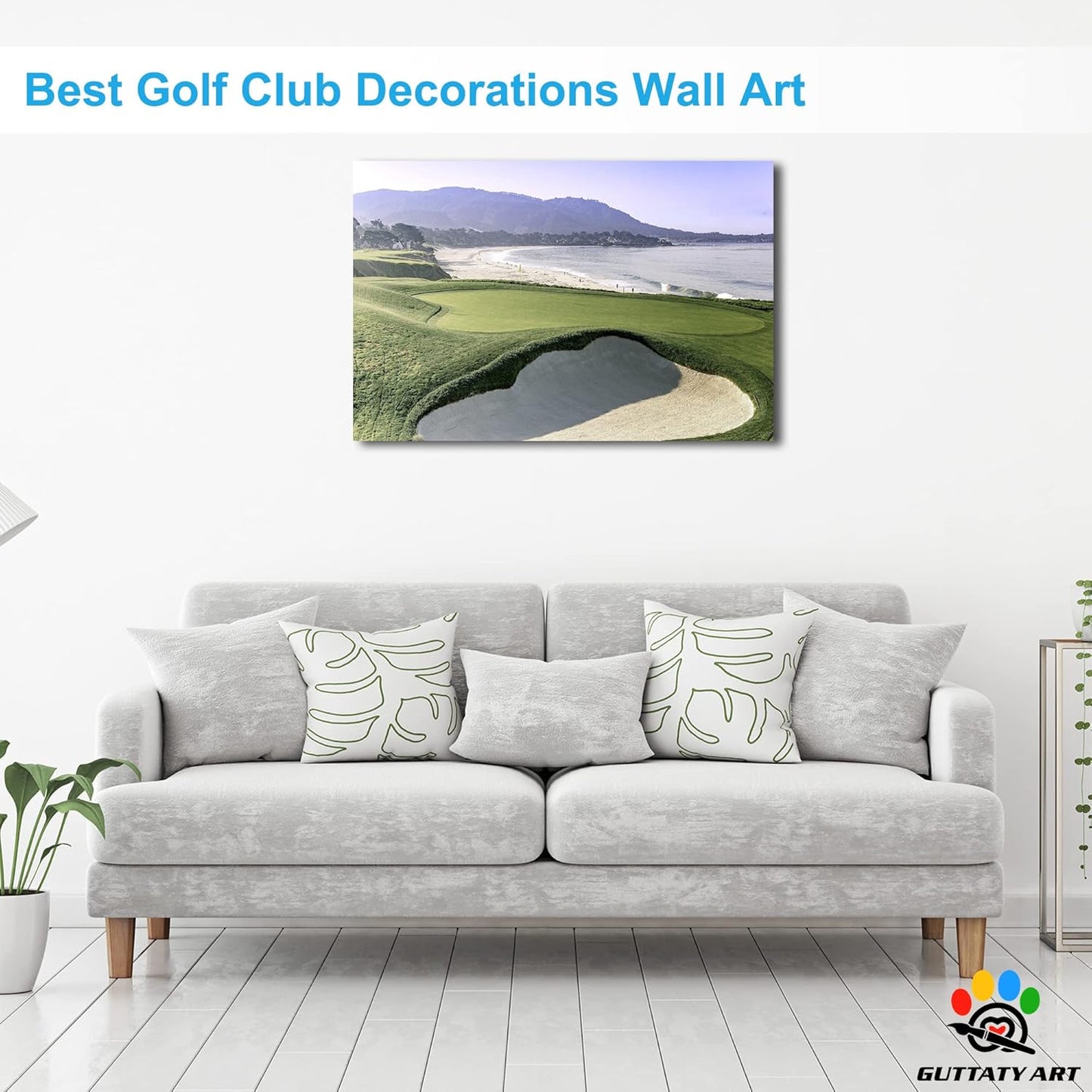 GUTTATY Golf Course Wall Art, Golf Pictures Posters Canvas Print Wall Decor for Golfer's Man Cave Home Ofice Ready to Hang (24x36 Inches)