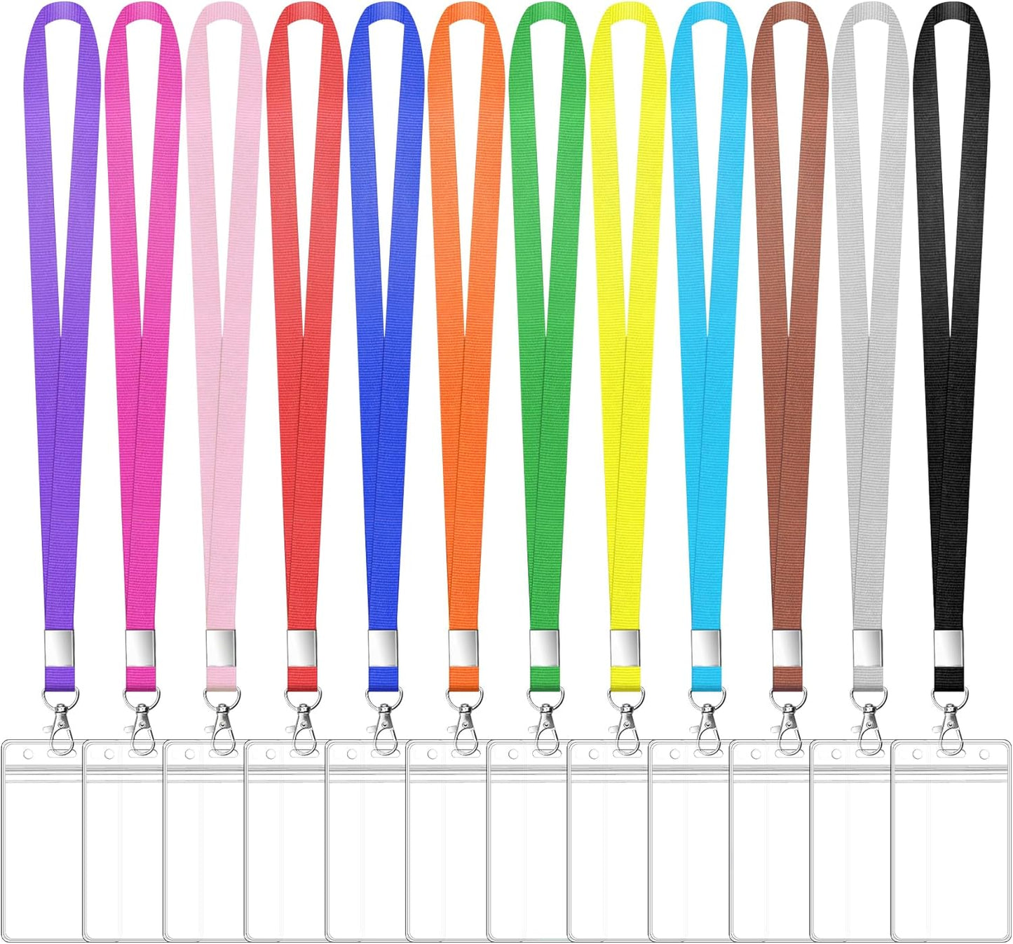 12 Pack Cruise Lanyard with ID Card Holder Colorful Lanyard with Waterproof ID Badge Holder (12 Colors)