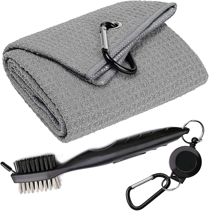 Golf Towels, Microfiber Waffle Pattern Tri-fold Golf Towel by Aebor