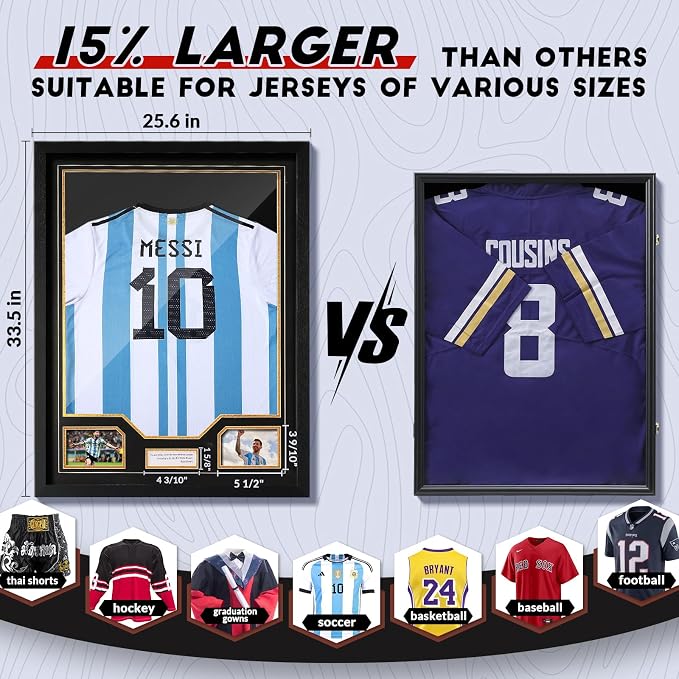 JupDec Jersey Frame Display Case, Large Clear Acrylic Shadow Box - Image 4