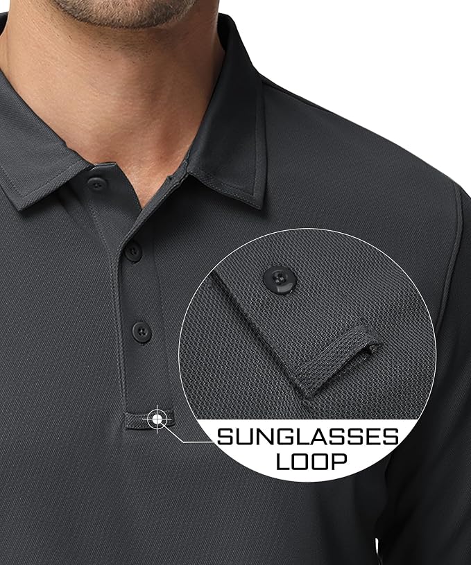MAGCOMSEN Men's Polo Shirts 3 Button Quick Dry Performance Long Sleeve Tactical - Image 3