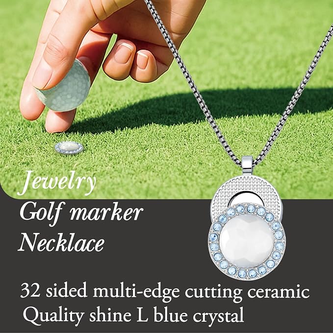 Golf Ball Marker with Ceramic Crystal Ball Marker Necklace Gifts Accessories - Image 3