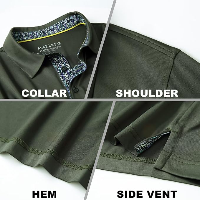 Mens Polo Shirts Short and Long Sleeve Casual Solid Stylish Dry Fit Performance - Image 4