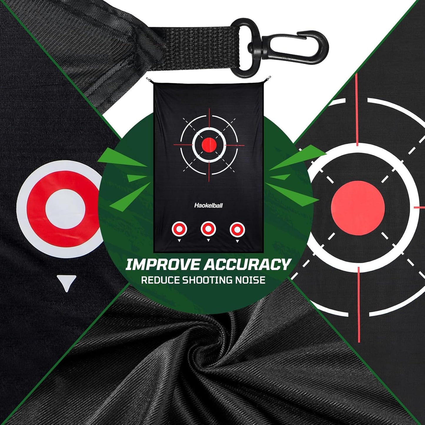 Haokelball Golf Practice Net - 10x7.5ft Hitting Net with Target Cloth for Indoor or Outdoor Use, Heavy Duty with Carry Bag