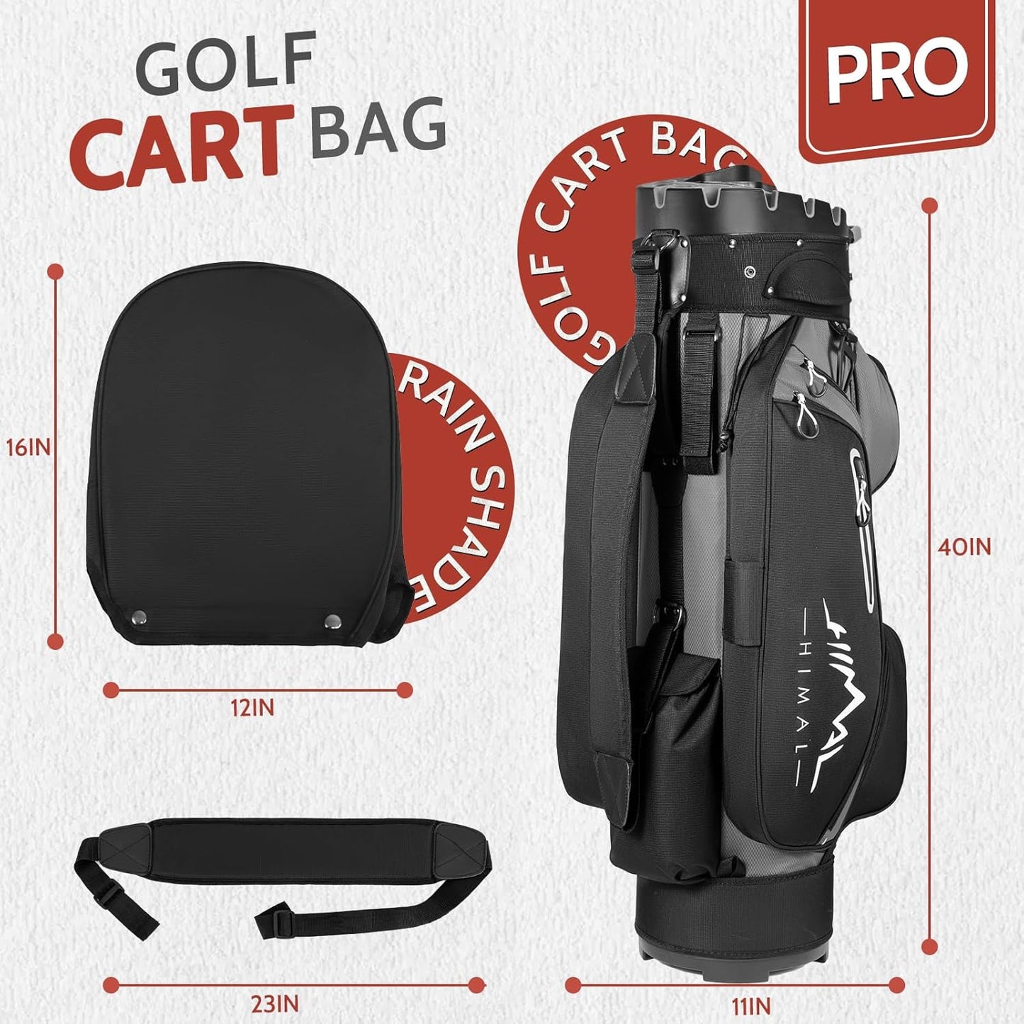 14-Way Golf Cart Bag Pro with Full Length Divider Top, Golf Bag for Men with Handles and Rain Cover