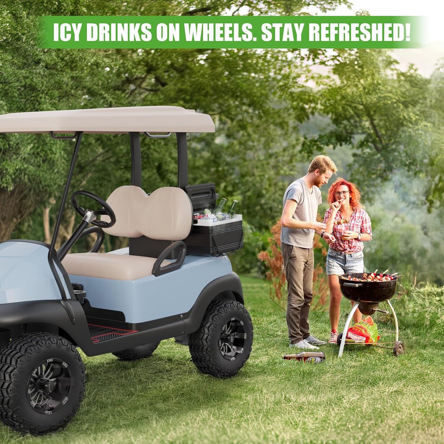 10L0L Golf Cart Ice Cooler Universal Insulated Portable Cooler Lightweight Ice Chest Box with Mounting Bracket Kit for Yamaha,EZGO,Club Car