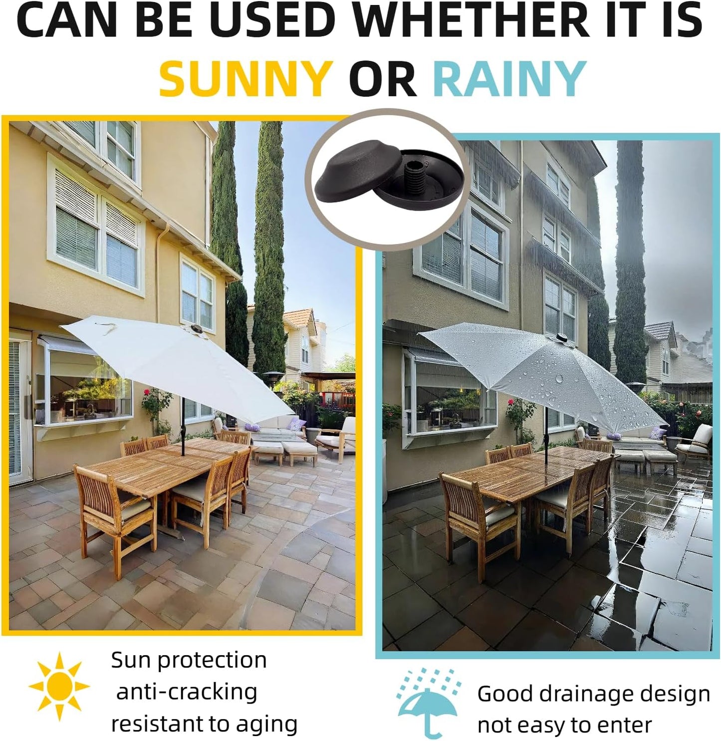 2 PCS Patio Umbrella Tip Caps Replacement Part Patio Umbrella Top Screw Cap - Durable Replacement Umbrella Caps with Screw-On Design (Black)