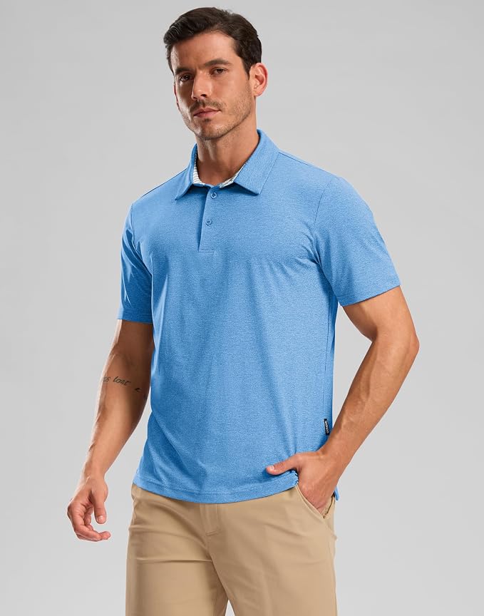 Golf Shirts Heather Polo Short Sleeve Dry Fit Lightweight Moisture Wicking - Image 2