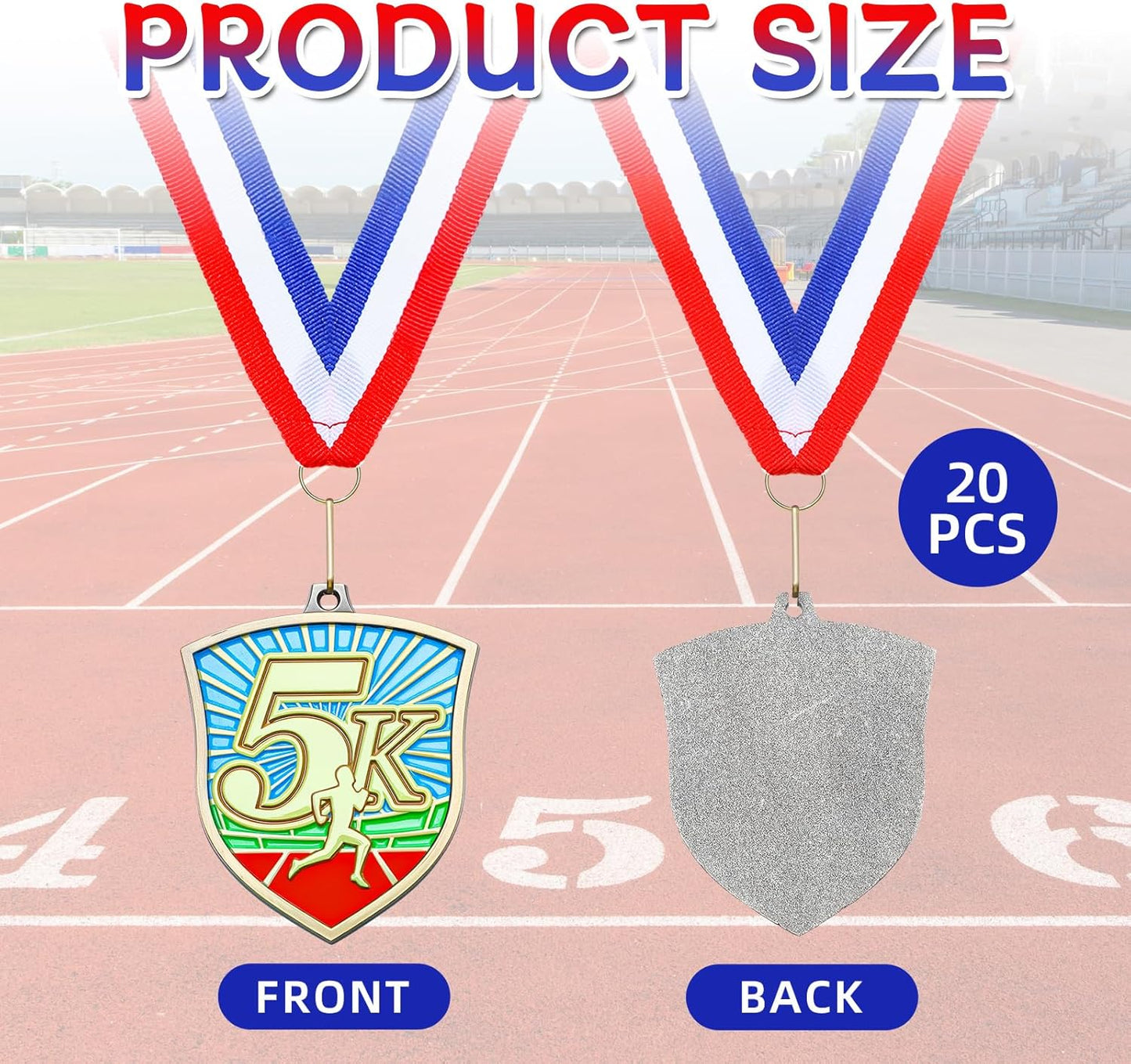 10/20 /30/40 Pcs Award Medals Bulk Sports Medals with Neck Ribbons 2.4 Inch Winner Award Trophy Prize Gift for Sports Themed Party Favors Tournaments School Match