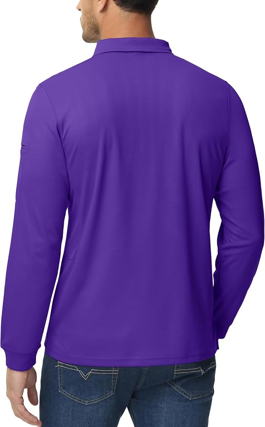 MAGCOMSEN Men's Polo Shirts 3 Button Quick Dry Performance Long Sleeve Tactical - Image 5
