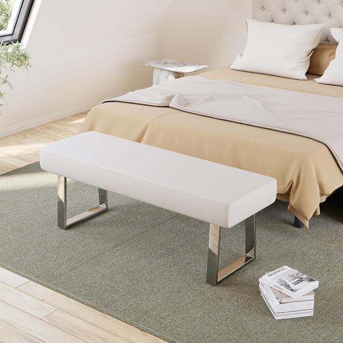 JIEXI Bedroom Bench Bed end upholstered Bench Indoor Corner Small Bench - Image 4