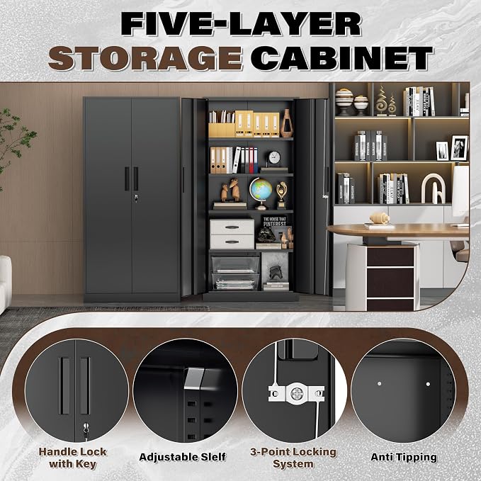 Incbruce 72” Metal Storage Cabinet, Garage Cabinets and Storage System - Image 4
