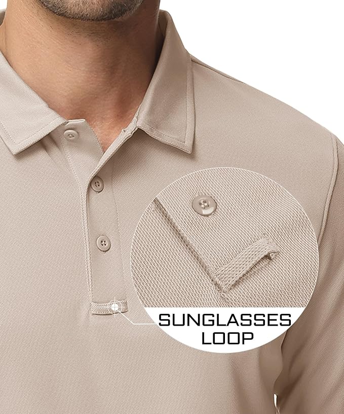 MAGCOMSEN Men's Polo Shirts 3 Button Quick Dry Performance Long Sleeve Tactical - Image 3