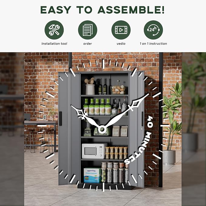 Greenvelly Metal Garage Storage Cabinet, Tall Cabinets - Image 5