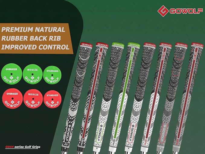 Gowolf Premium Cross Corded Natrual Rubber Golf Grips 13 Pack, Back Rib - Image 2