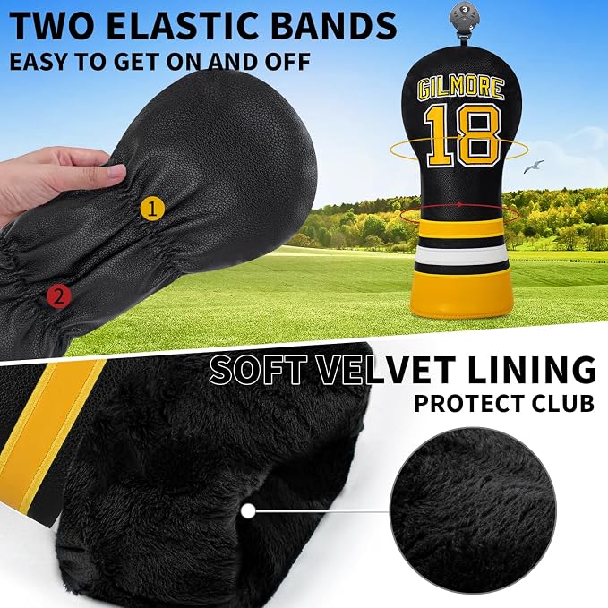 Golf Headcovers Golf Club Headcovers Sports Style Number 18 Premium Leather - Image 5