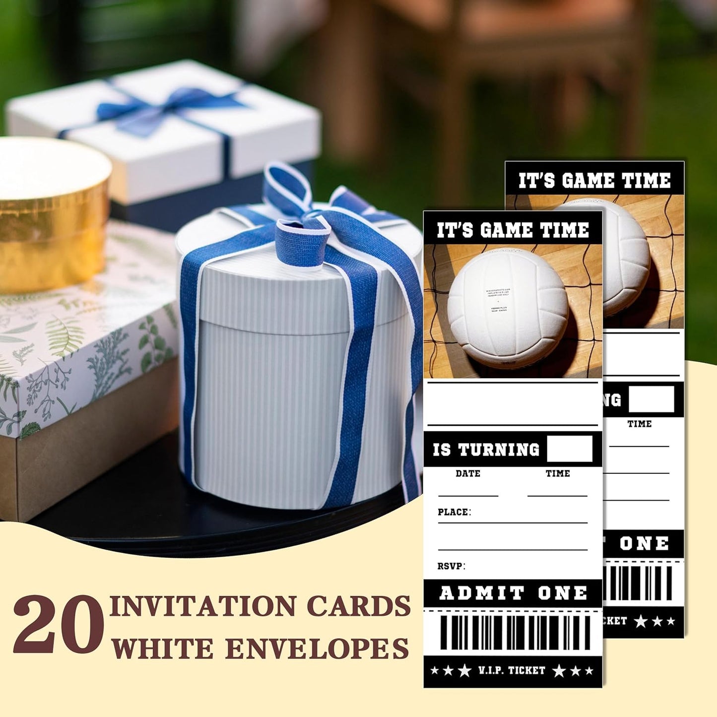 20 Volleyball Game Ticket Invite Cards-Volleyball Birthday Invitation with Envelopes for Teens kids Adults-Sports Birthday Cards-Party Favor & Supplies (3×8 inch)-A09