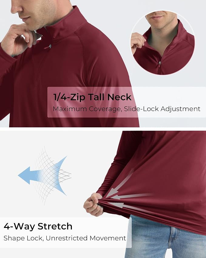 Boladeci Men's UPF 50+ Sun Shirts 1/4 Zip Long Sleeve SPF UV Protection - Image 5