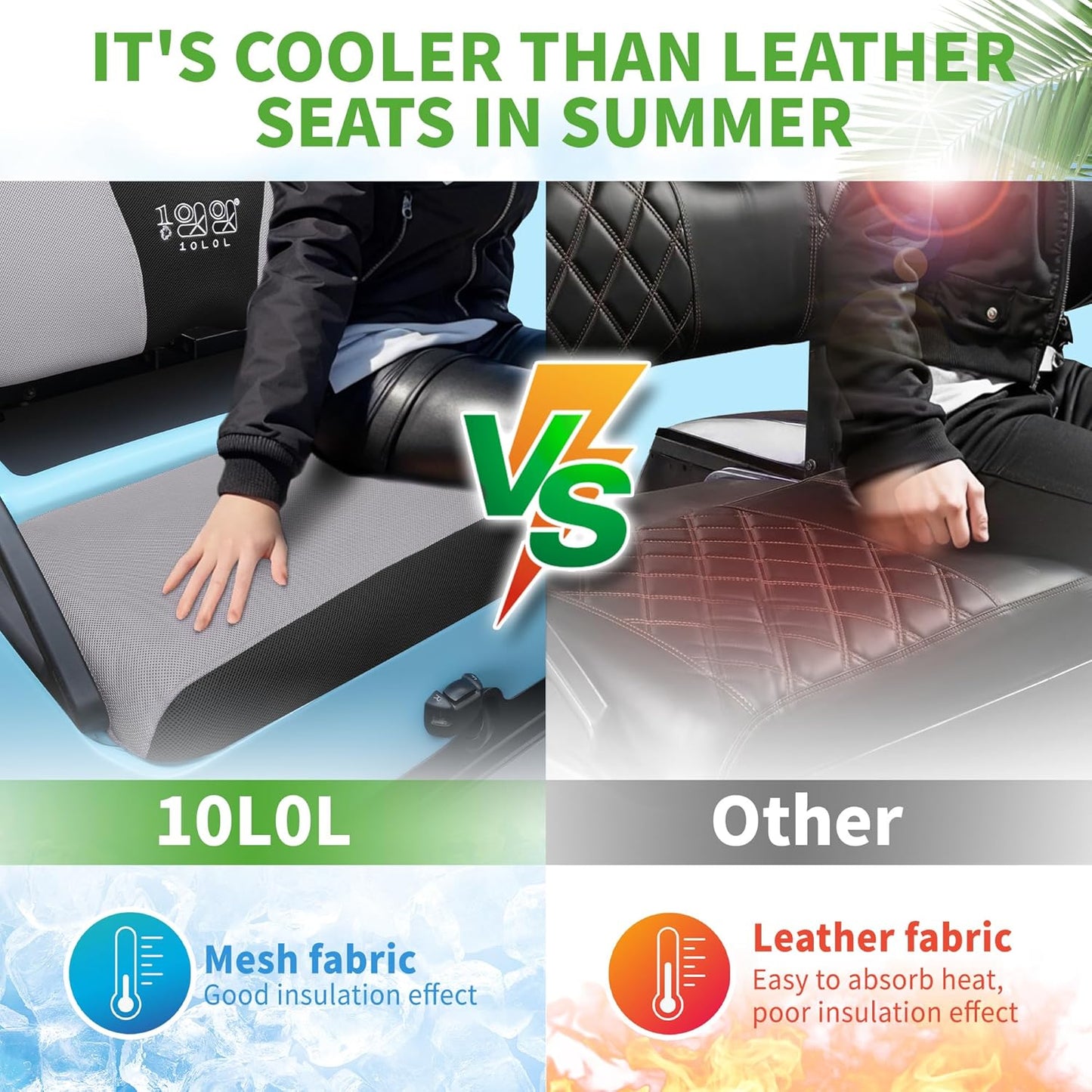 10L0L Golf Cart Seat Covers Universal for Yamaha Club Car Precedent Standard Front Seats, Breathable Mesh Bench Seat Cover, No Drilling Seat Cushion, All-Season Comfort Cool in Summer & Warm in Winter